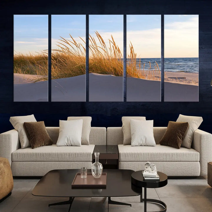 Ocean Beach Wall Art Canvas Print Sunset Artwork Print Coastal Wall Art