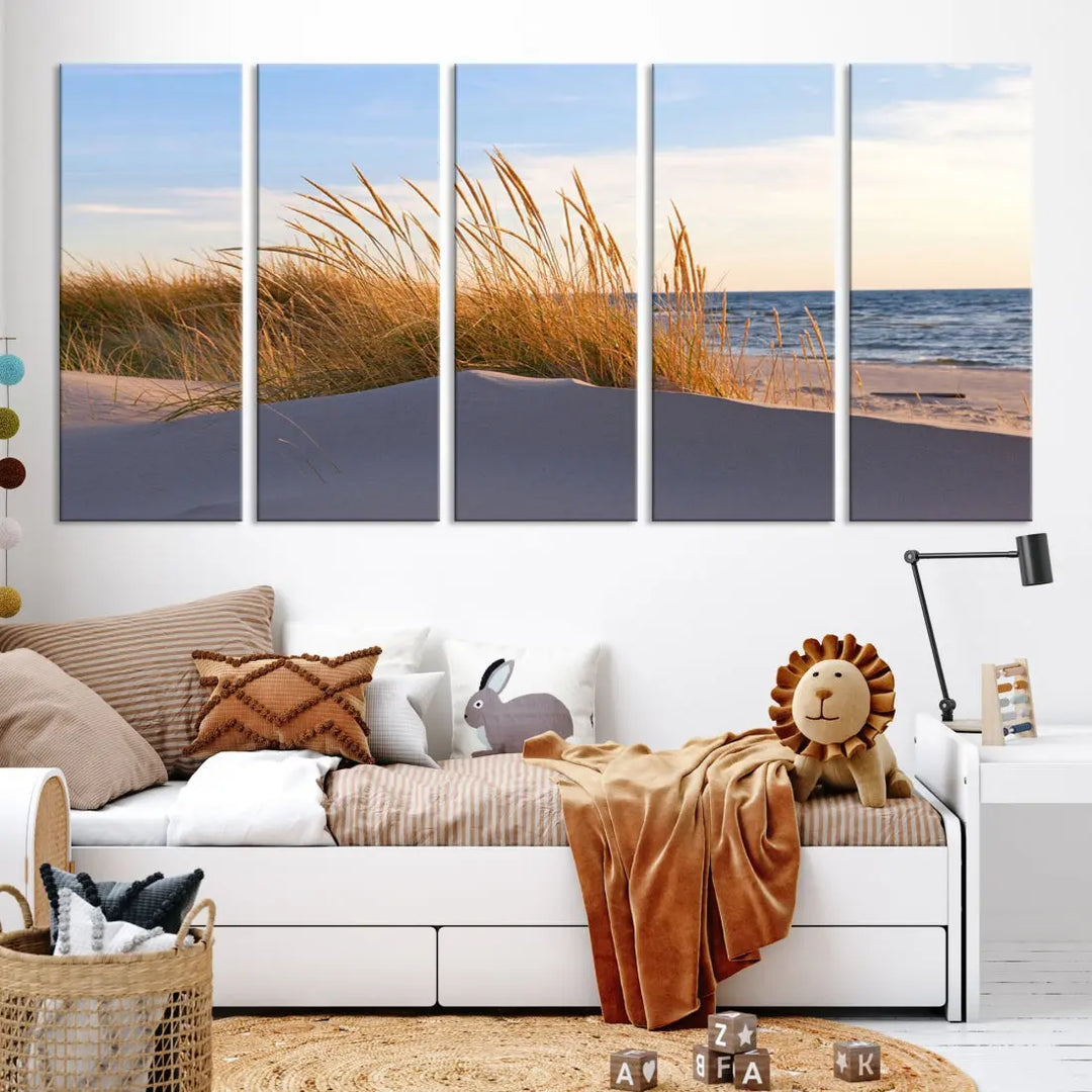 Ocean Beach Wall Art Canvas Print Sunset Artwork Print Coastal Wall Art