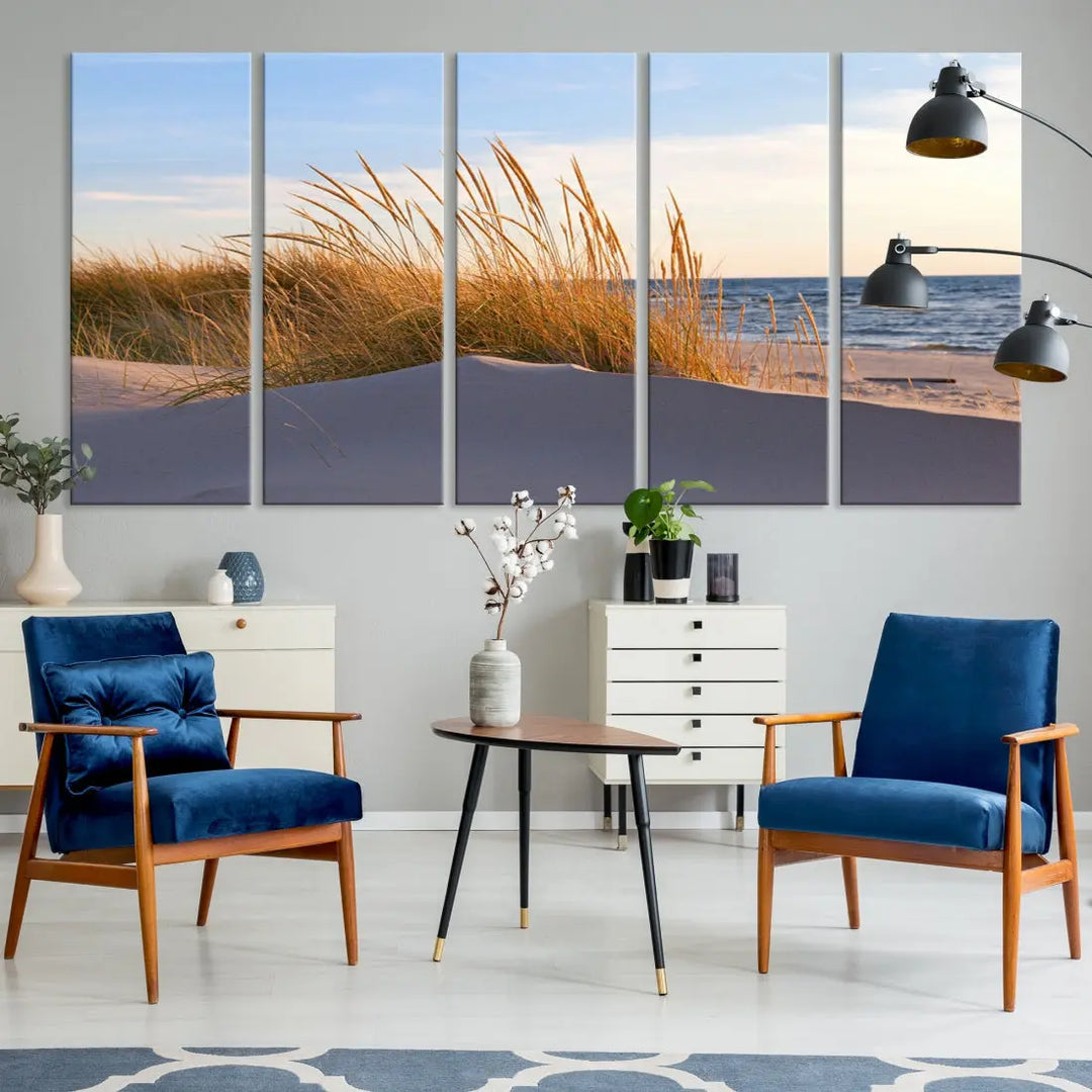 Ocean Beach Wall Art Canvas Print Sunset Artwork Print Coastal Wall Art