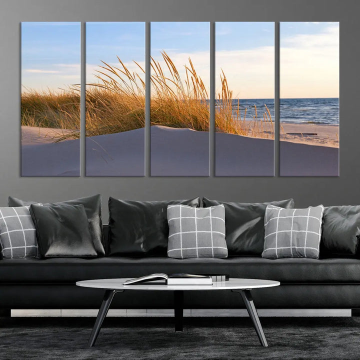 Ocean Beach Wall Art Canvas Print Sunset Artwork Print Coastal Wall Art