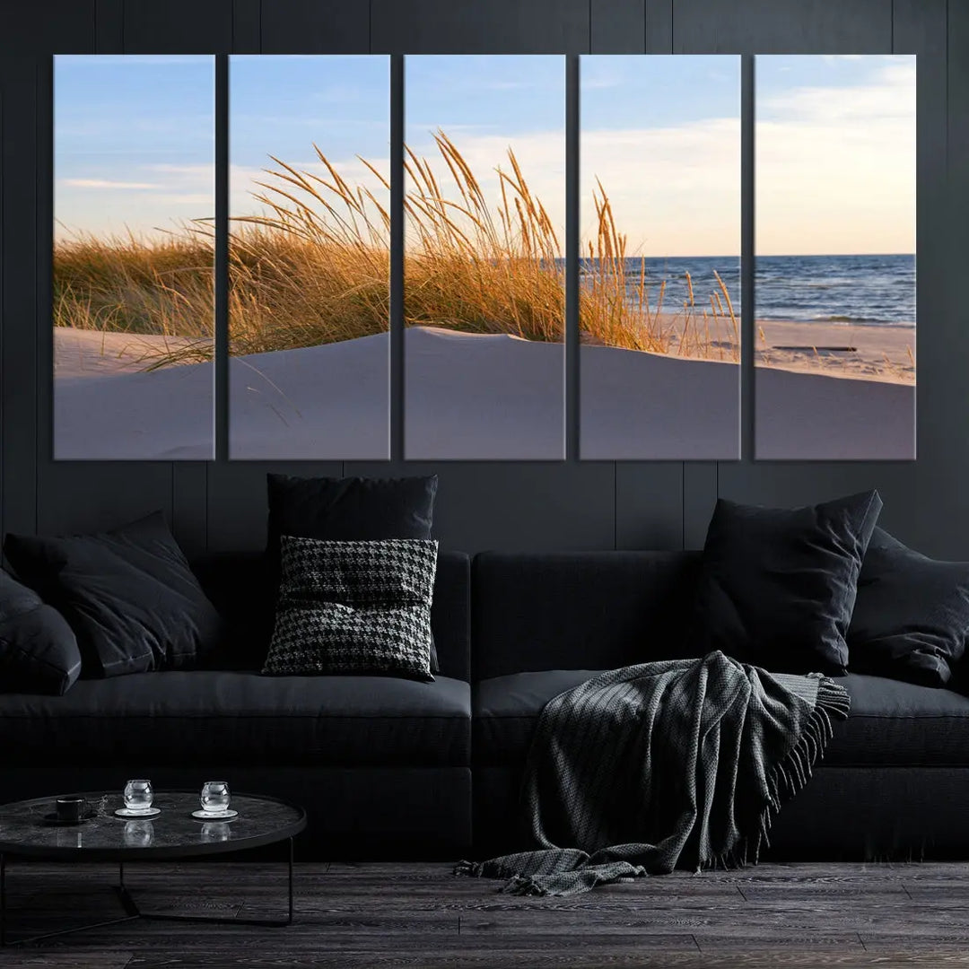 Ocean Beach Wall Art Canvas Print Sunset Artwork Print Coastal Wall Art