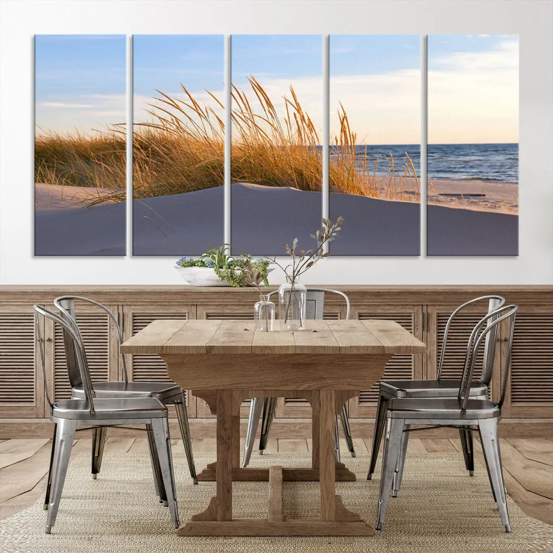 Ocean Beach Wall Art Canvas Print Sunset Artwork Print Coastal Wall Art