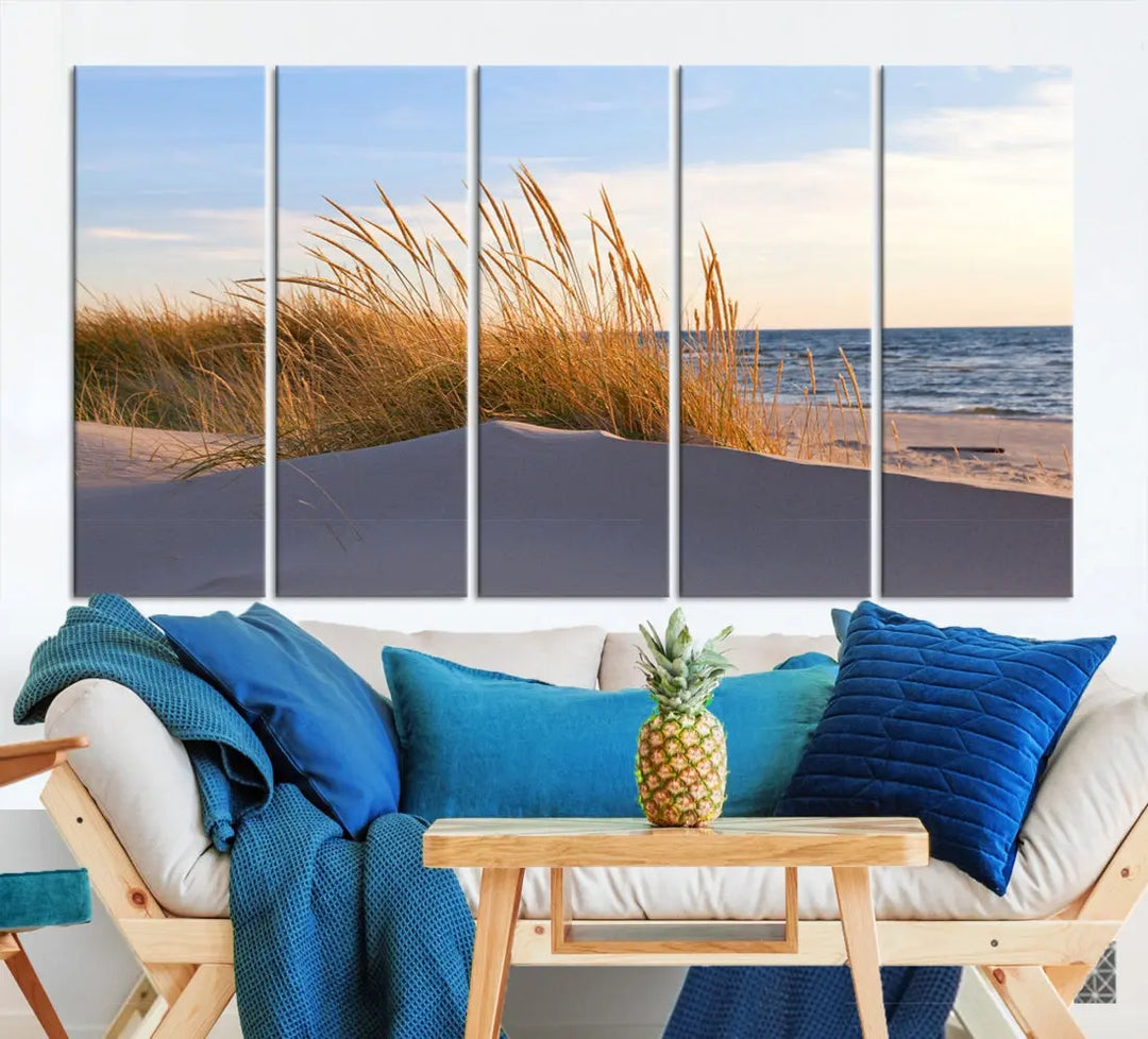 Ocean Beach Wall Art Canvas Print Sunset Artwork Print Coastal Wall Art