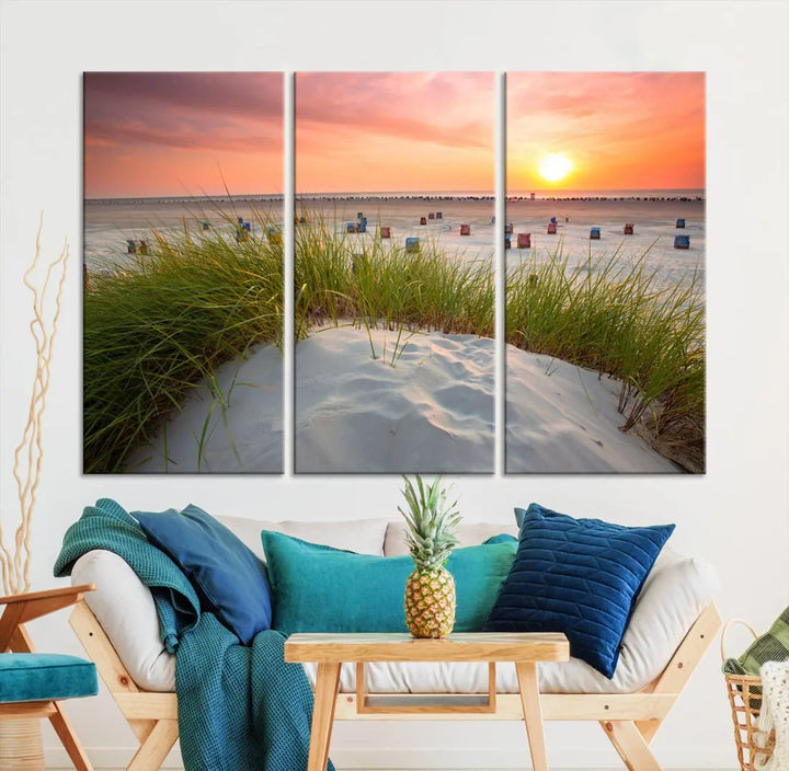 Ocean Beach Wall Art Canvas Print Sunset Artwork Print Coastal Wall Art