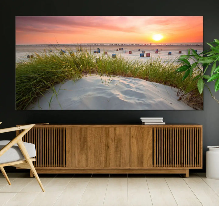 Ocean Beach Wall Art Canvas Print Sunset Artwork Print Coastal Wall Art