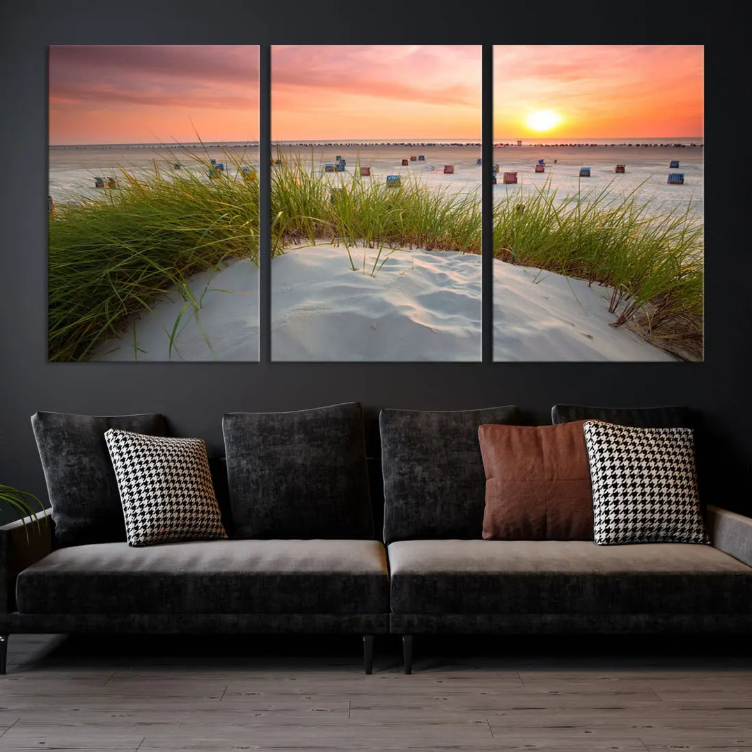 Ocean Beach Wall Art Canvas Print Sunset Artwork Print Coastal Wall Art