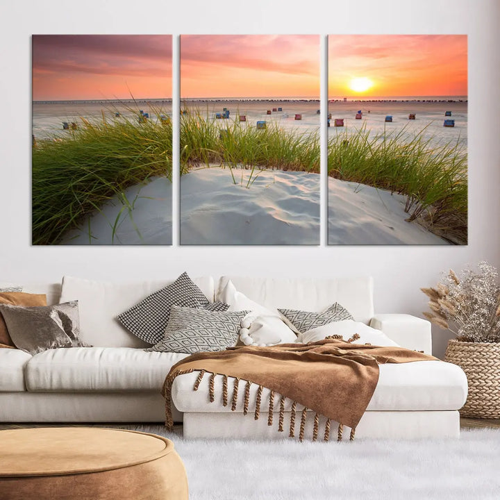 Ocean Beach Wall Art Canvas Print Sunset Artwork Print Coastal Wall Art