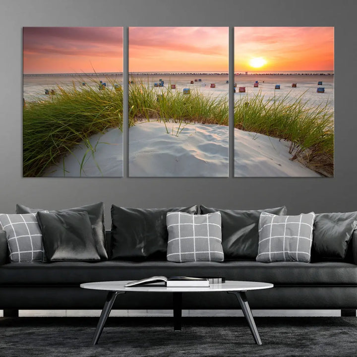 Ocean Beach Wall Art Canvas Print Sunset Artwork Print Coastal Wall Art