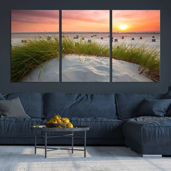 Ocean Beach Wall Art Canvas Print Sunset Artwork Print Coastal Wall Art