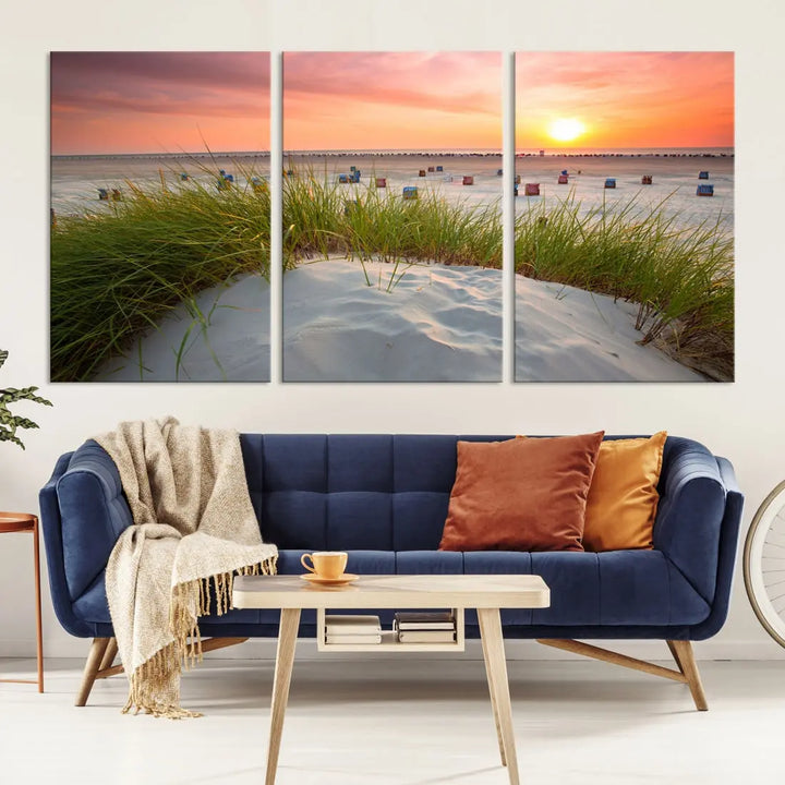 Ocean Beach Wall Art Canvas Print Sunset Artwork Print Coastal Wall Art