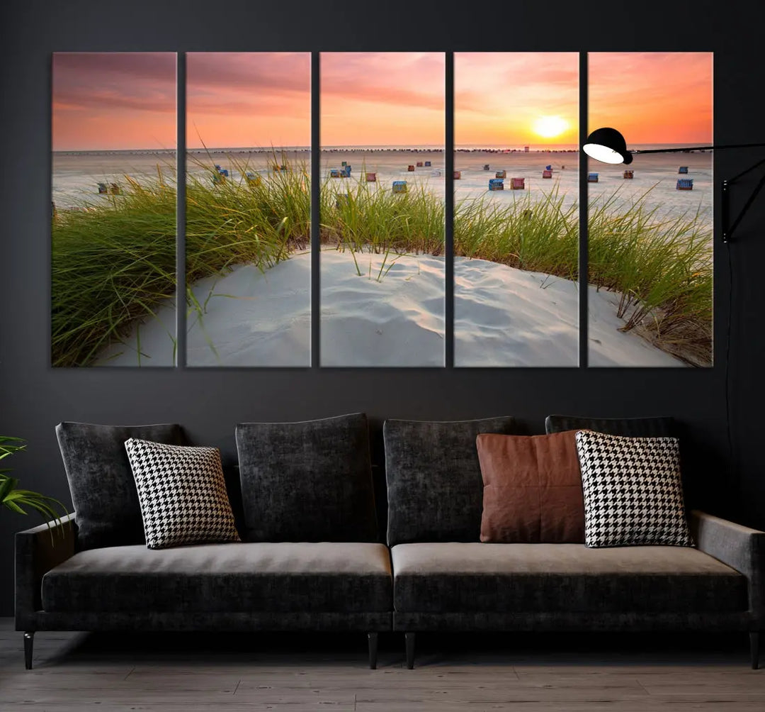 Ocean Beach Wall Art Canvas Print Sunset Artwork Print Coastal Wall Art