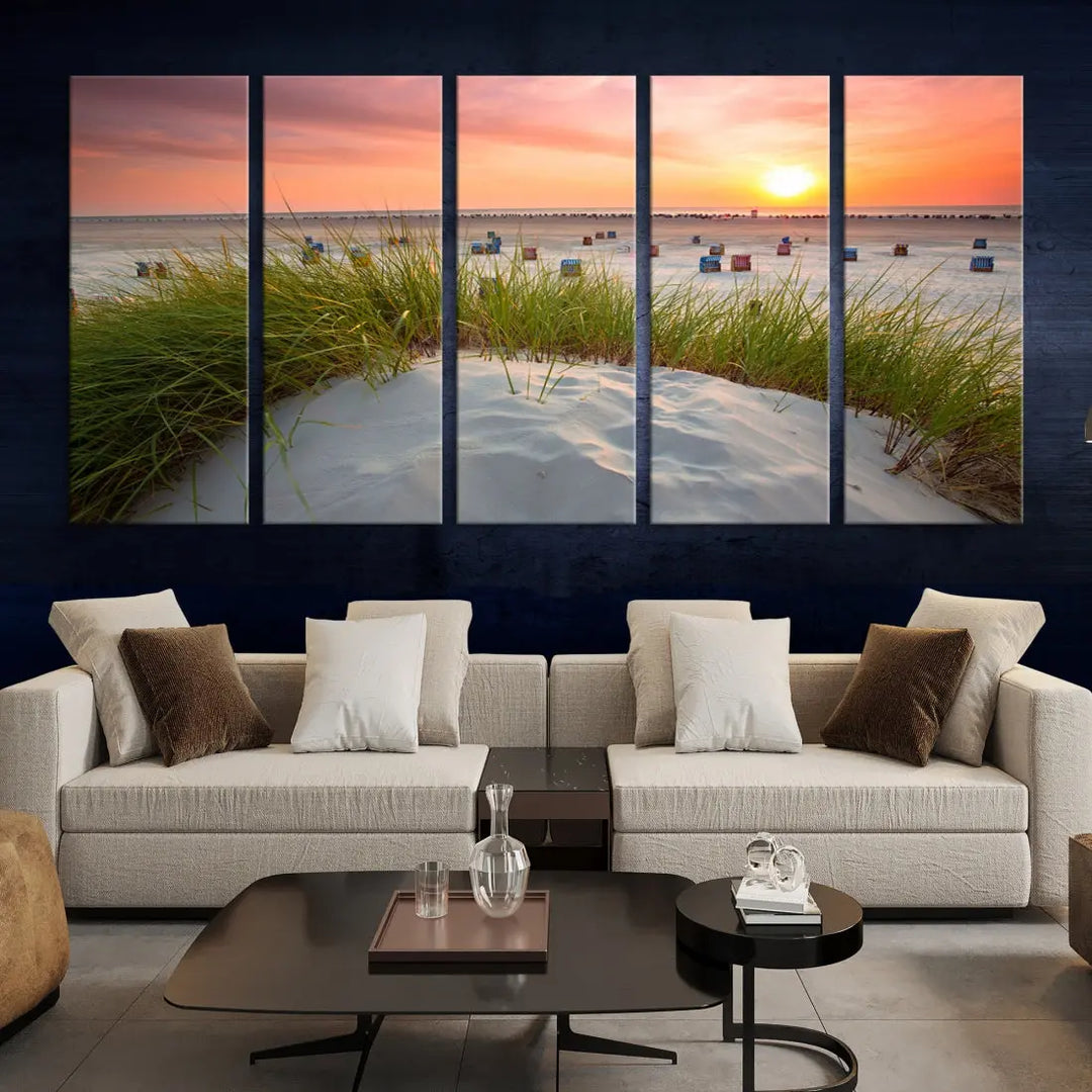 Ocean Beach Wall Art Canvas Print Sunset Artwork Print Coastal Wall Art