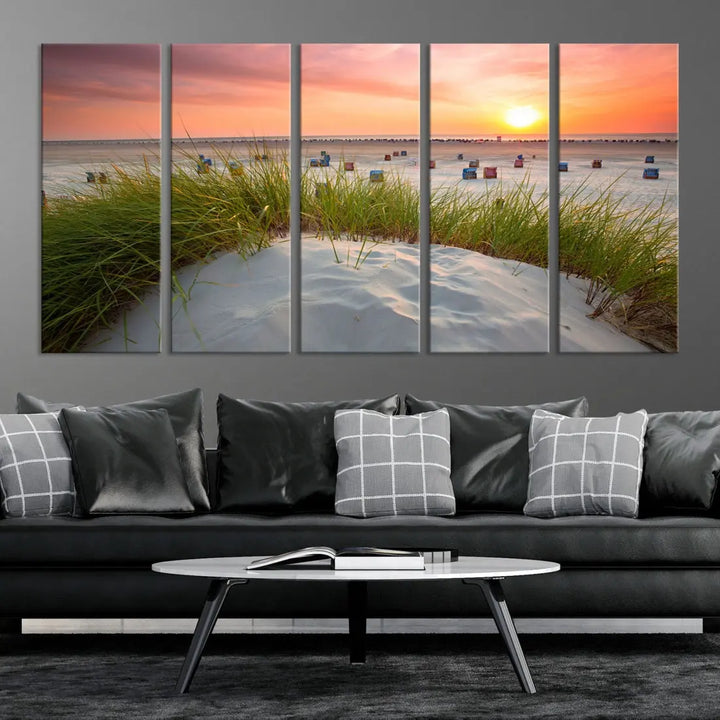 Ocean Beach Wall Art Canvas Print Sunset Artwork Print Coastal Wall Art