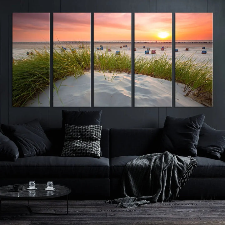 Ocean Beach Wall Art Canvas Print Sunset Artwork Print Coastal Wall Art