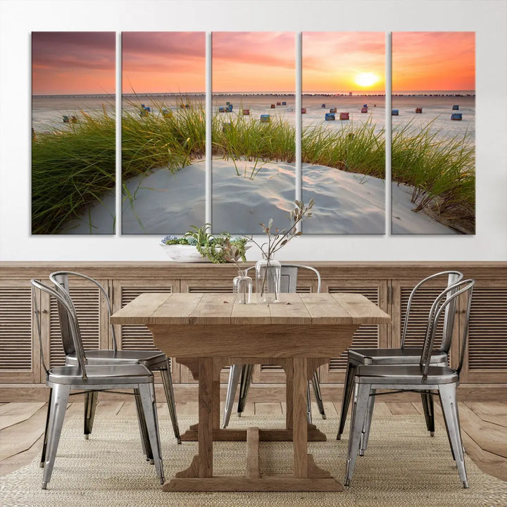 Ocean Beach Wall Art Canvas Print Sunset Artwork Print Coastal Wall Art