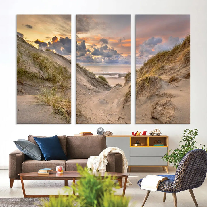 Ocean Beach Wall Art Canvas Print Sunset Artwork Print Coastal Wall Art