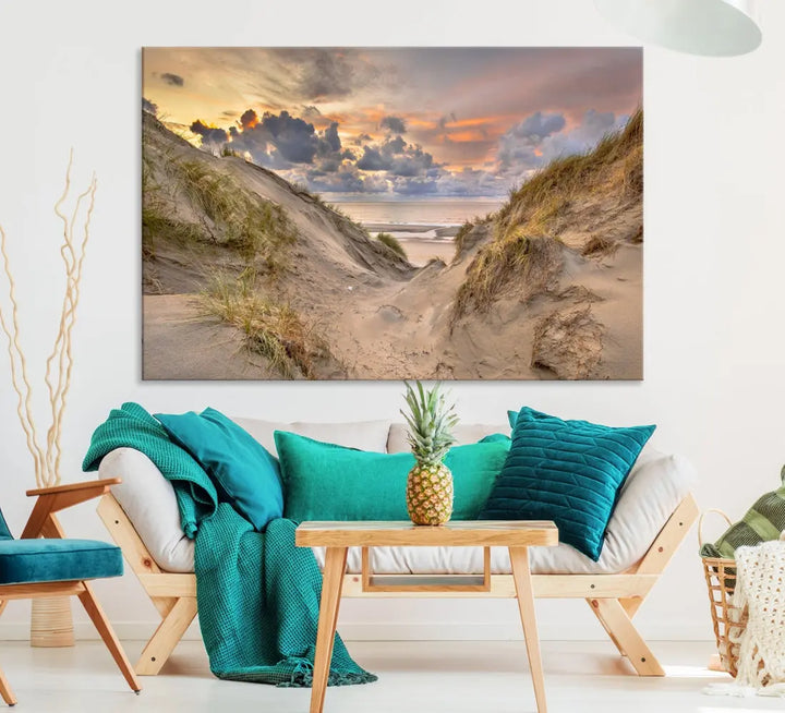 Ocean Beach Wall Art Canvas Print Sunset Artwork Print Coastal Wall Art