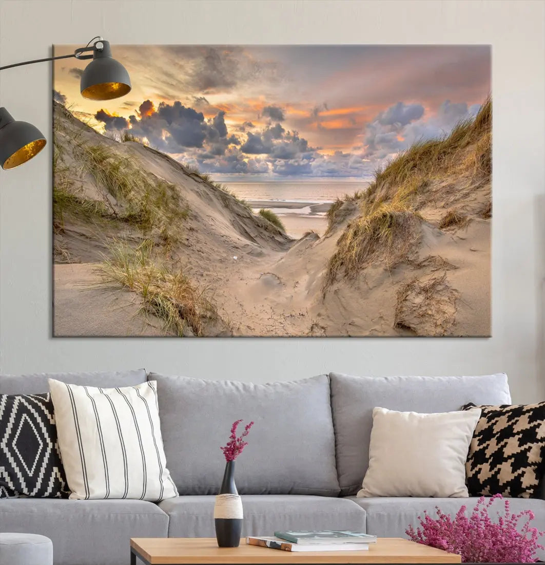 Ocean Beach Wall Art Canvas Print Sunset Artwork Print Coastal Wall Art