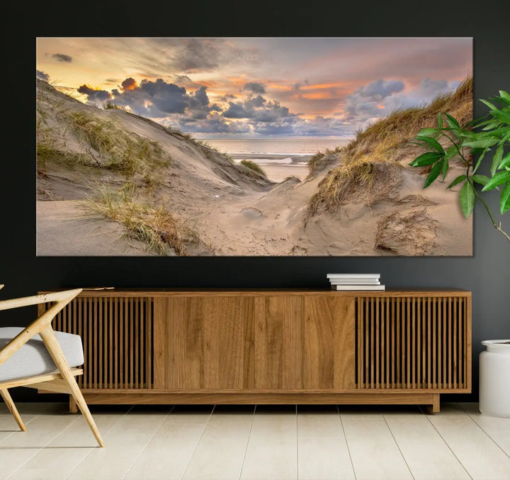 Ocean Beach Wall Art Canvas Print Sunset Artwork Print Coastal Wall Art