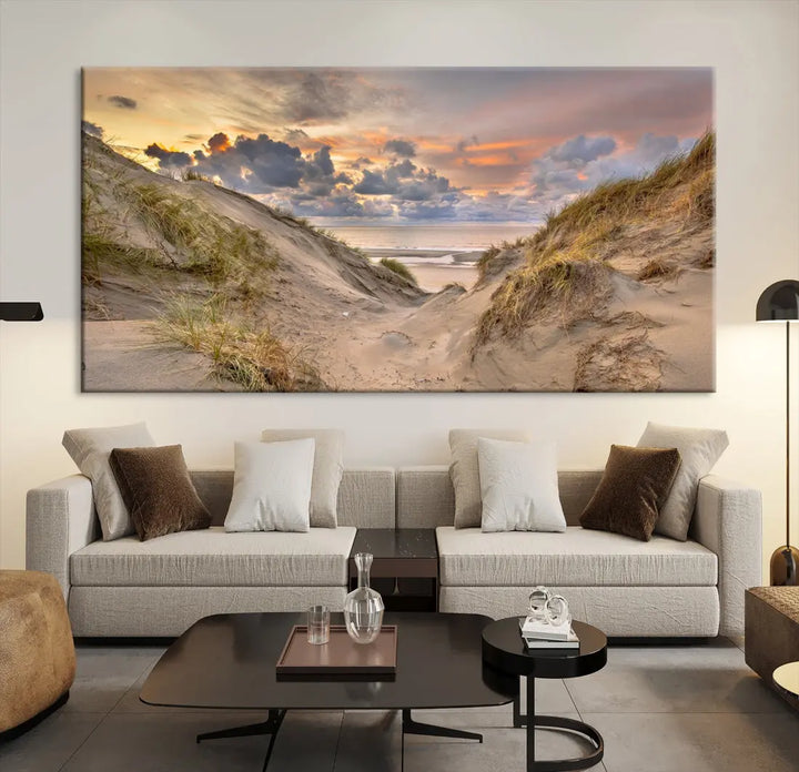 Ocean Beach Wall Art Canvas Print Sunset Artwork Print Coastal Wall Art