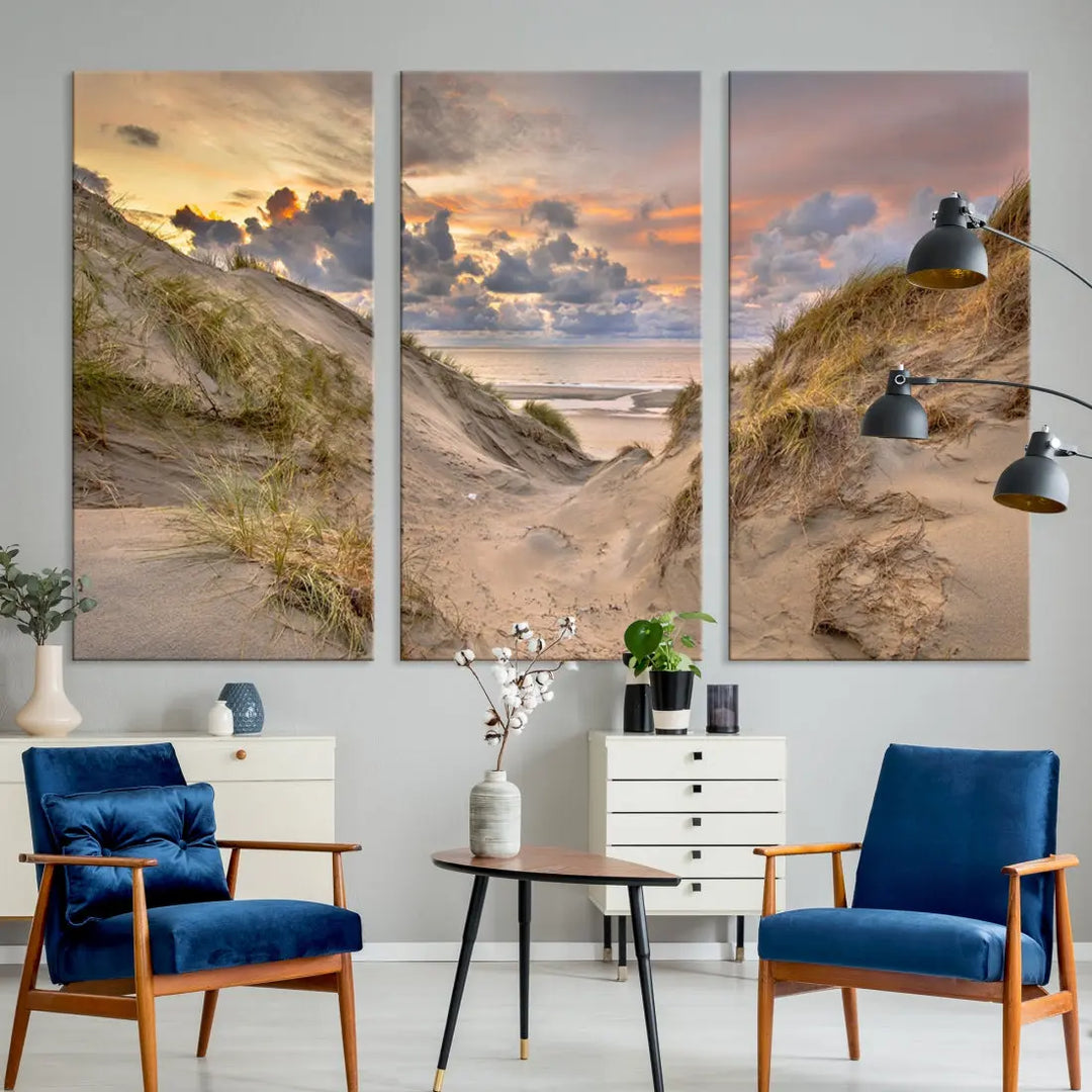 Ocean Beach Wall Art Canvas Print Sunset Artwork Print Coastal Wall Art