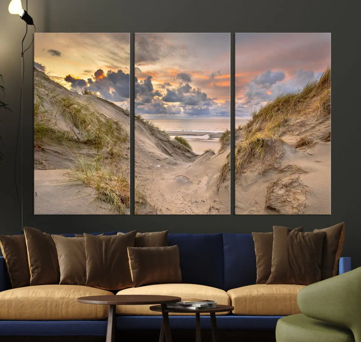 Ocean Beach Wall Art Canvas Print Sunset Artwork Print Coastal Wall Art