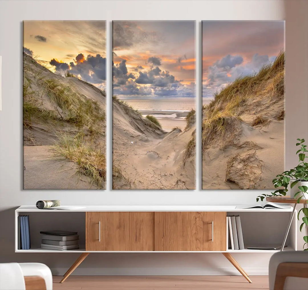 Ocean Beach Wall Art Canvas Print Sunset Artwork Print Coastal Wall Art