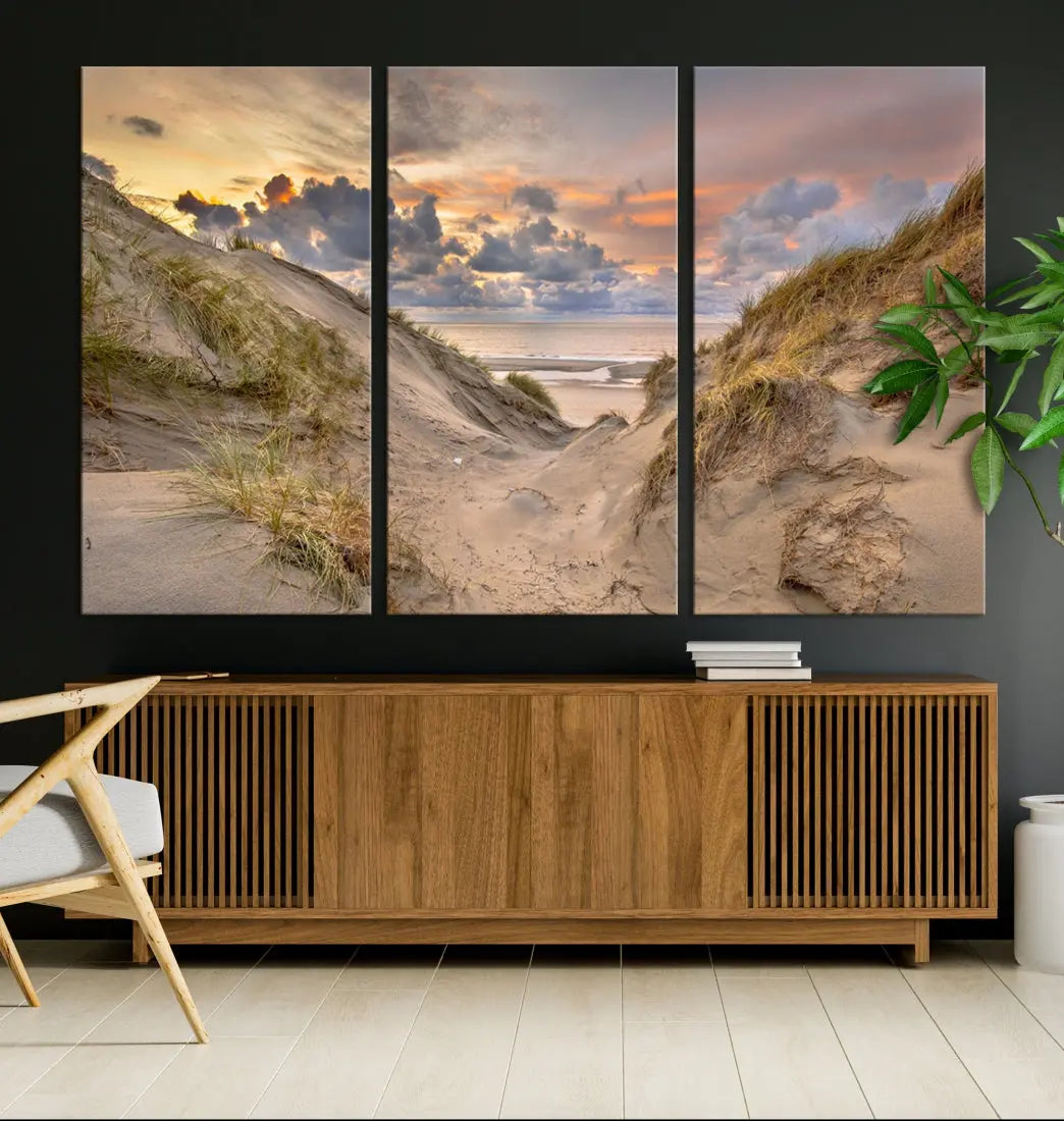 Ocean Beach Wall Art Canvas Print Sunset Artwork Print Coastal Wall Art