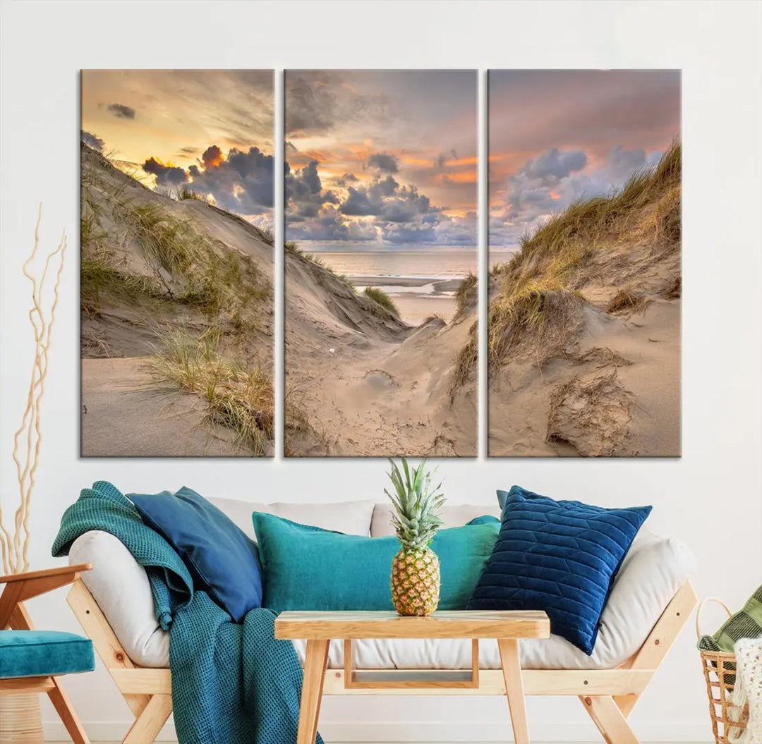 Ocean Beach Wall Art Canvas Print Sunset Artwork Print Coastal Wall Art