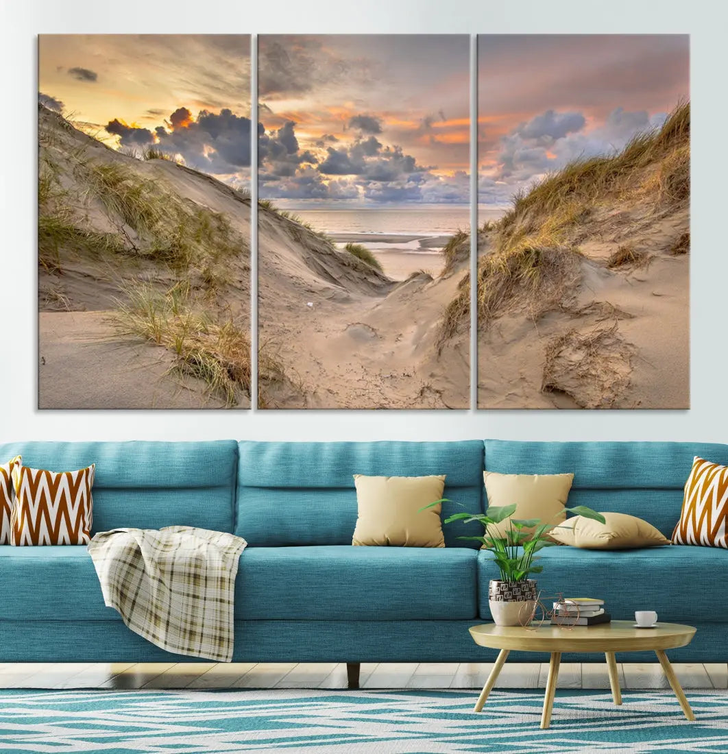 Ocean Beach Wall Art Canvas Print Sunset Artwork Print Coastal Wall Art