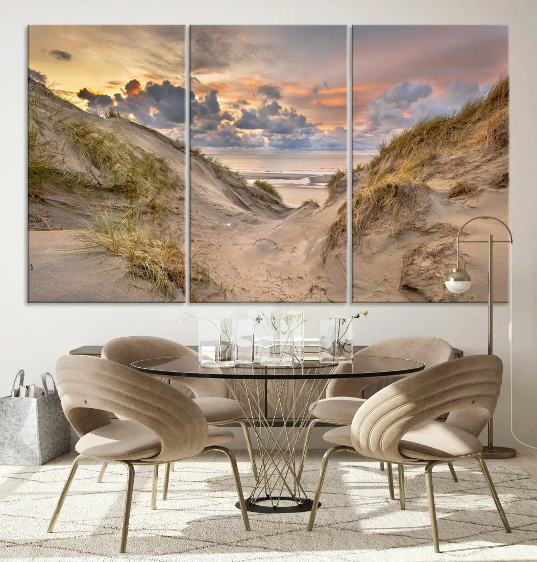 Ocean Beach Wall Art Canvas Print Sunset Artwork Print Coastal Wall Art