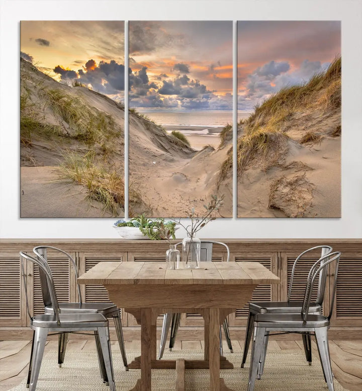 Ocean Beach Wall Art Canvas Print Sunset Artwork Print Coastal Wall Art