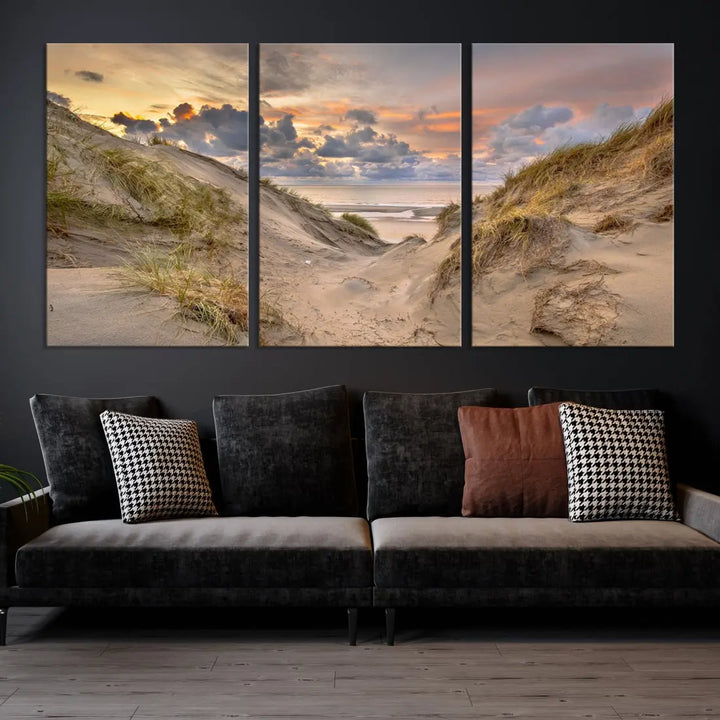 Ocean Beach Wall Art Canvas Print Sunset Artwork Print Coastal Wall Art