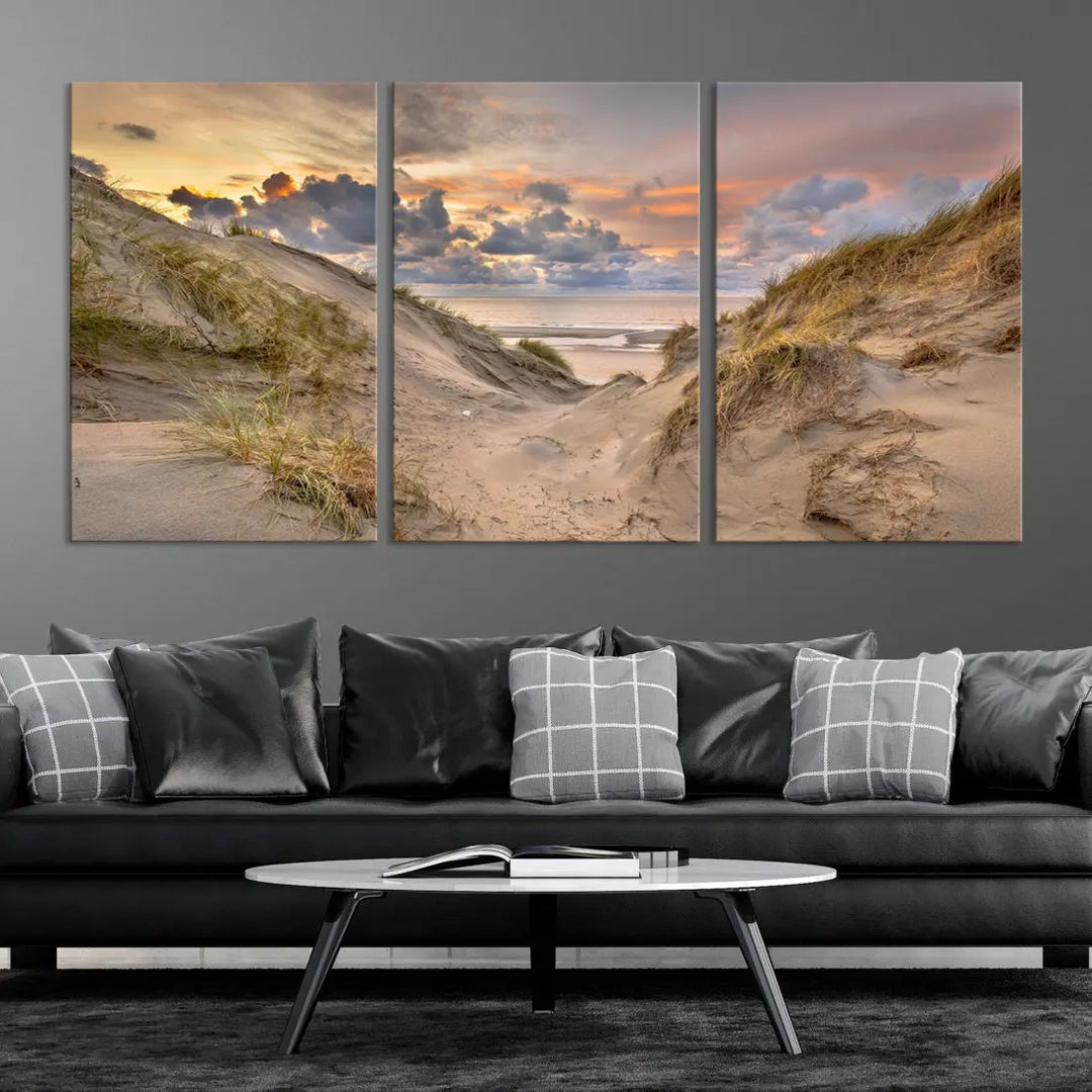 Ocean Beach Wall Art Canvas Print Sunset Artwork Print Coastal Wall Art