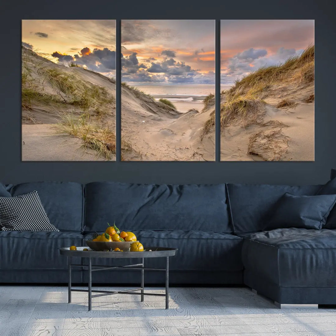 Ocean Beach Wall Art Canvas Print Sunset Artwork Print Coastal Wall Art