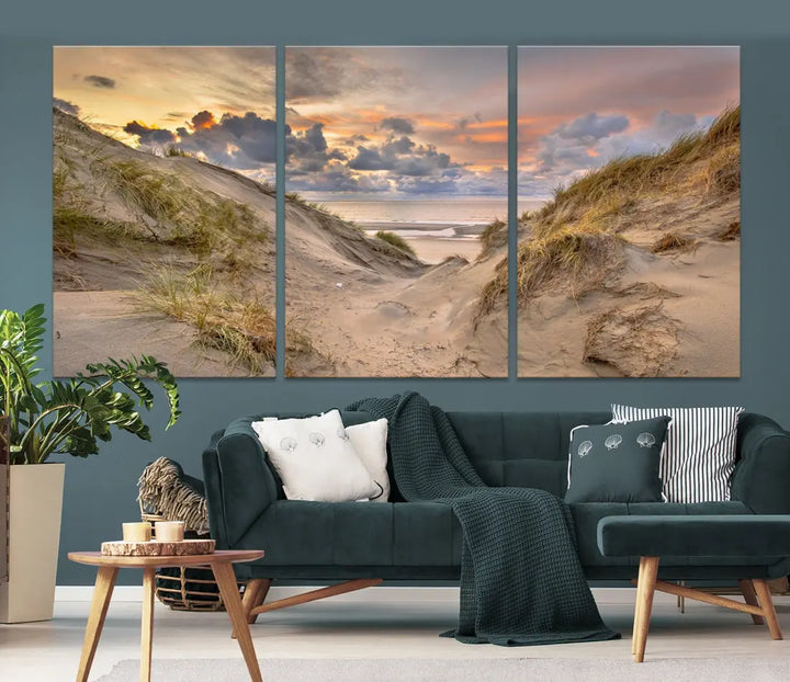 Ocean Beach Wall Art Canvas Print Sunset Artwork Print Coastal Wall Art