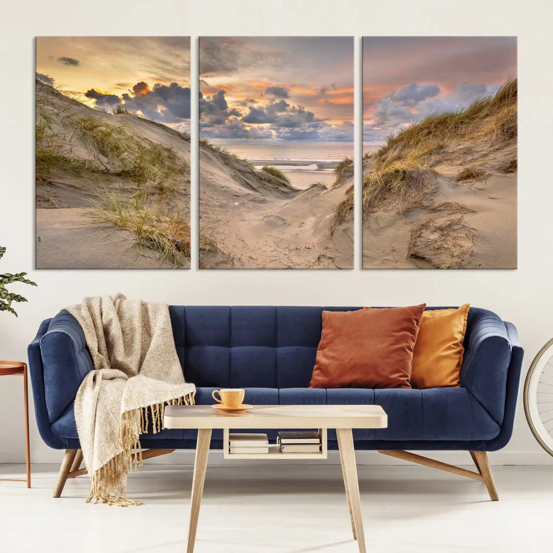 Ocean Beach Wall Art Canvas Print Sunset Artwork Print Coastal Wall Art