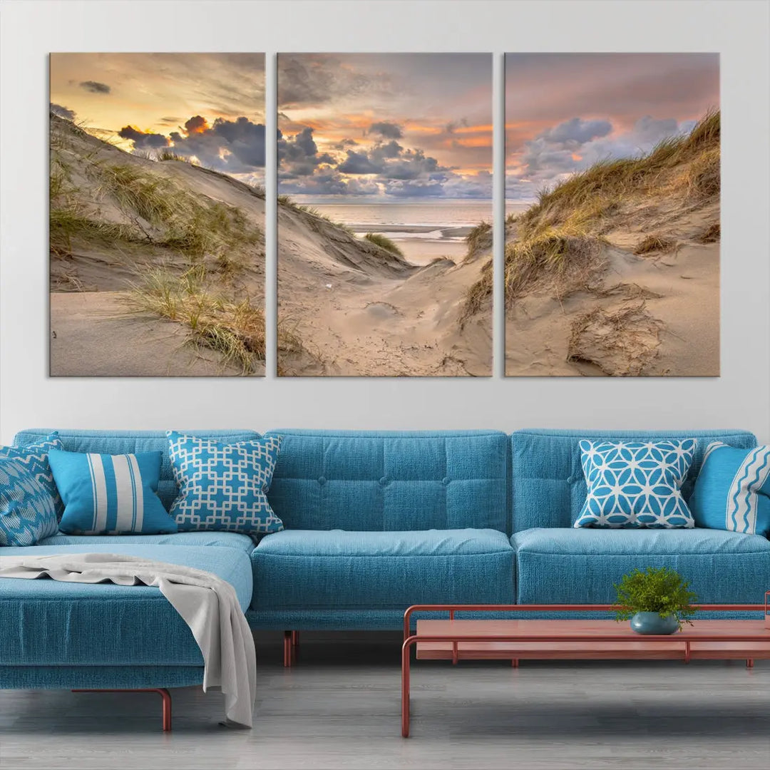 Ocean Beach Wall Art Canvas Print Sunset Artwork Print Coastal Wall Art