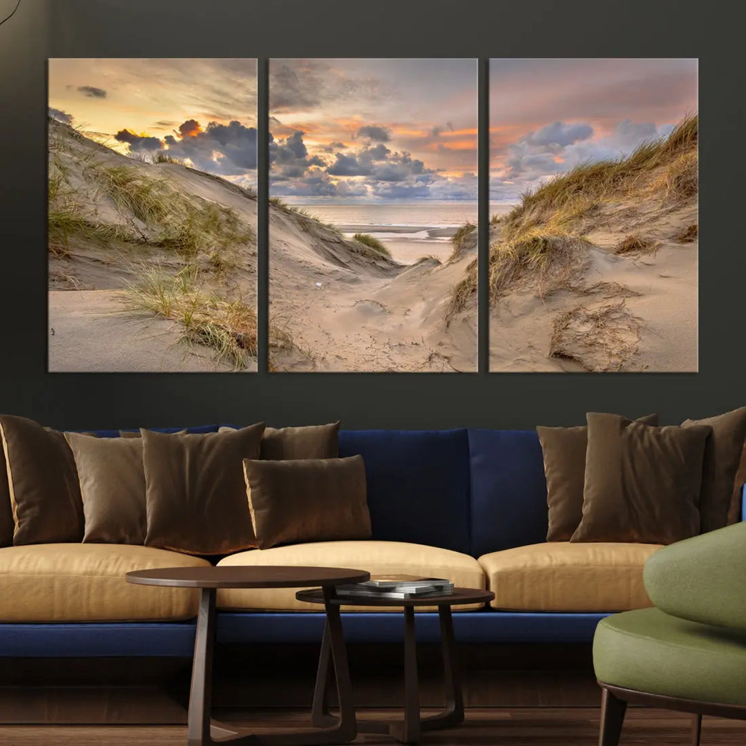 Ocean Beach Wall Art Canvas Print Sunset Artwork Print Coastal Wall Art