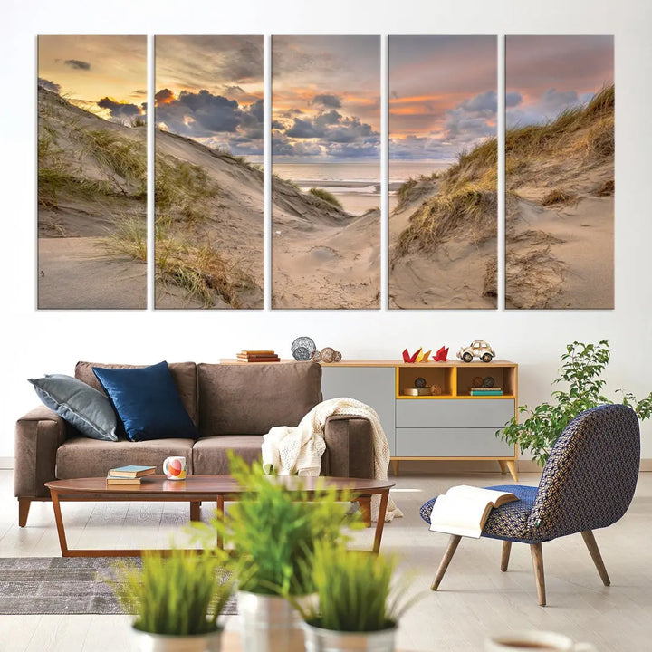 Ocean Beach Wall Art Canvas Print Sunset Artwork Print Coastal Wall Art