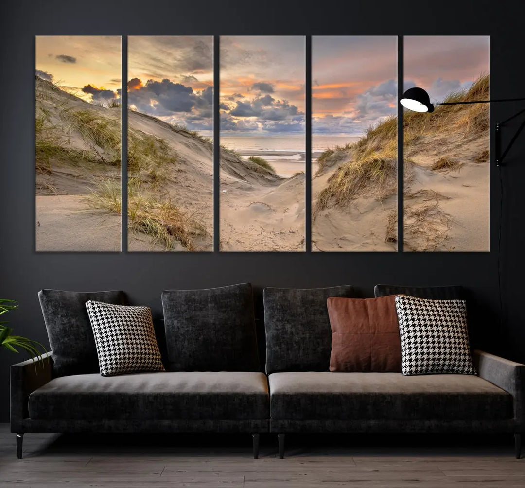 Ocean Beach Wall Art Canvas Print Sunset Artwork Print Coastal Wall Art