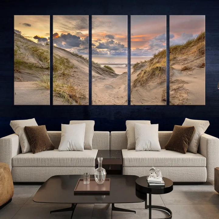 Ocean Beach Wall Art Canvas Print Sunset Artwork Print Coastal Wall Art