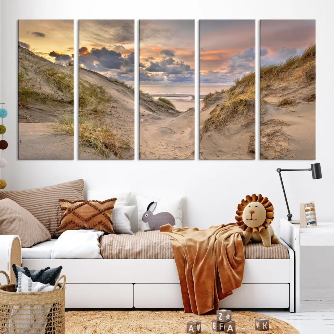 Ocean Beach Wall Art Canvas Print Sunset Artwork Print Coastal Wall Art