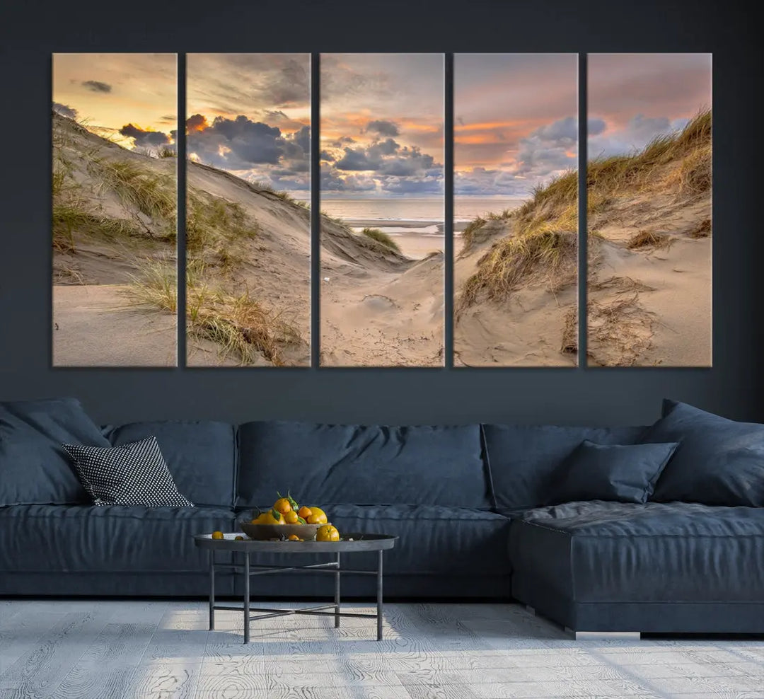 Ocean Beach Wall Art Canvas Print Sunset Artwork Print Coastal Wall Art