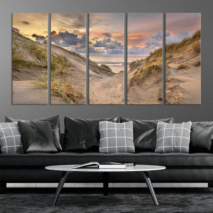 Ocean Beach Wall Art Canvas Print Sunset Artwork Print Coastal Wall Art