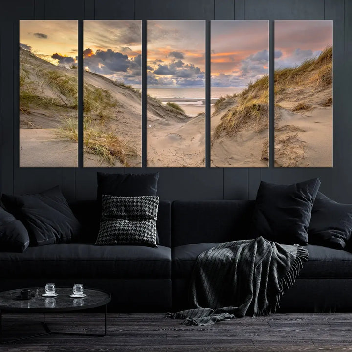 Ocean Beach Wall Art Canvas Print Sunset Artwork Print Coastal Wall Art