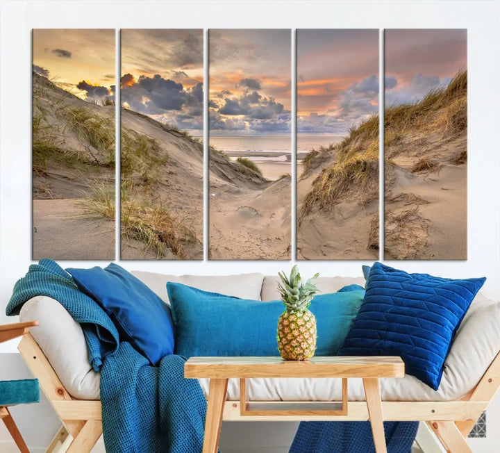 Ocean Beach Wall Art Canvas Print Sunset Artwork Print Coastal Wall Art