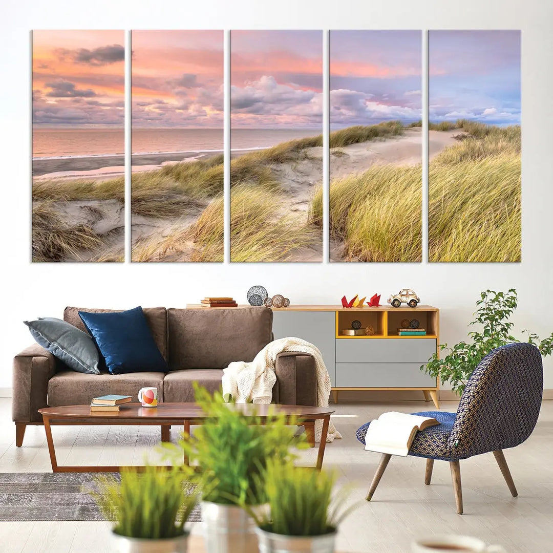 Ocean Beach Wall Art Canvas Print Sunset Artwork Print Coastal Wall Art