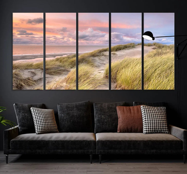 Ocean Beach Wall Art Canvas Print Sunset Artwork Print Coastal Wall Art