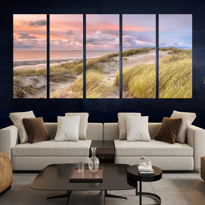 Ocean Beach Wall Art Canvas Print Sunset Artwork Print Coastal Wall Art